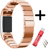 Geschikt voor Fitbit Charge 2 bandje metaal rosé goud + toolkit