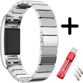 Geschikt voor Fitbit Charge 2 bandje metaal zilver + toolkit