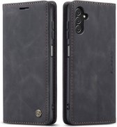 Caseme - Coque de téléphone adaptée pour Samsung Galaxy S22 - Etui Portefeuille Rétro - Fermeture Magnétique - Zwart
