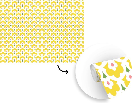 Papier Peint - Papiers Papier peint photo Design - Rétro - Seventies - Jaune - Largeur 295 cm x Hauteur 220 cm