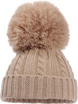 babymuts Elegance pompom acryl bruin maat S/M