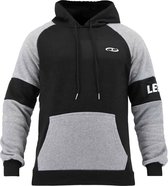 Hoodie dames/heren zwart grijs fleece  L