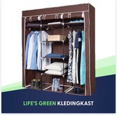 Life's Green® KM2B XXL opvouwbare kledingkast – Opbergkast – Campingkast – stalen frame met 200KG draagkracht – duurzaam design stoffen garderobekast – 9 opslag planken en 2 ophang