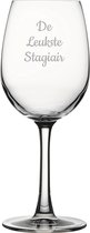 Gegraveerde witte wijnglas 36cl De Leukste Stagiair