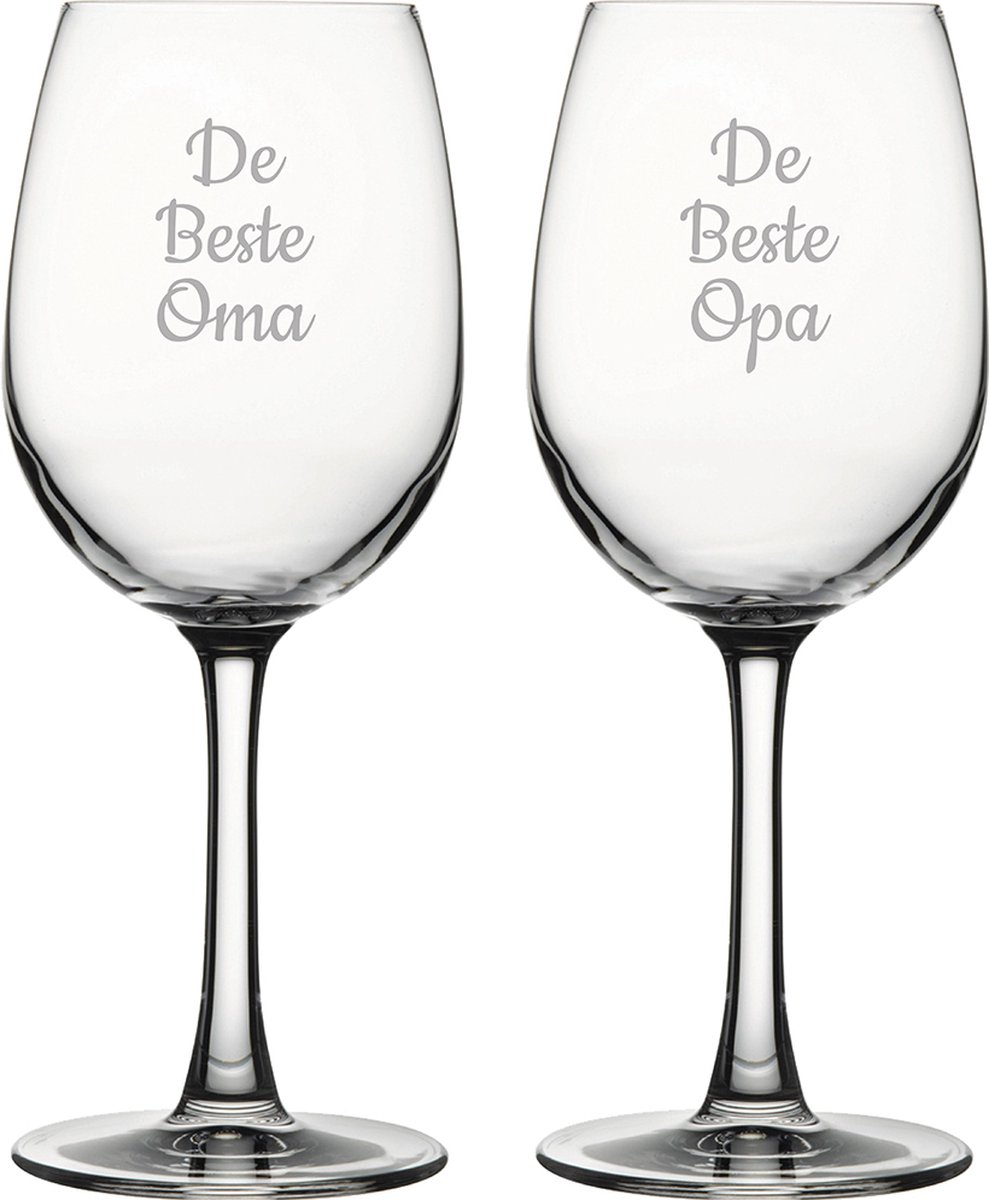 Gegraveerde witte wijnglas 36cl De Beste Opa-De Beste Oma