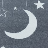 Tapis pour enfants à poil ras Motif de étoilé nuage lune Rose