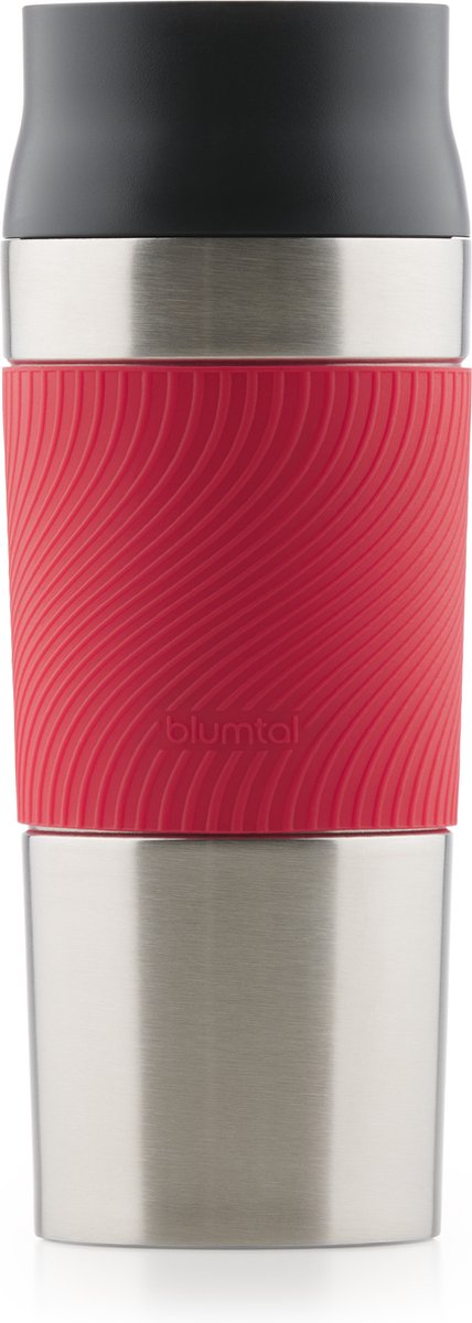 Blumtal Thermosbeker Classic - Lekvrij, BPA-Vrij en Vaatwasserbestendig - Hoge Kwaliteit Thermosfles met Quick-Press Sluiting - Travel Mug 350 ml - Rood