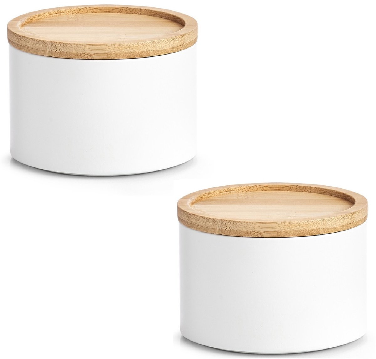 Zeller Voorraad blik - 2x - wit - metaal - 13 x 9,5 cm - 1,6L - snoeptrommels