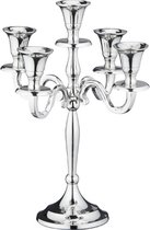 Cepewa Kandelaar - Luxe kandelaar - klassiek zilver - 27 cm - metaal - 5 armen - kaarshouder dinerkaarsen