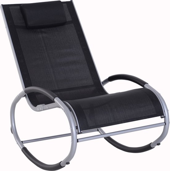 Outsunny Schommelstoel schommelbank lounger schommelstoel met hoofdkussen aluminium tot 120 kg 84A-077