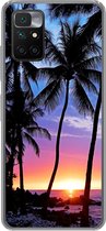 Geschikt voor Xiaomi Redmi 10 hoesje - Een silhouet van palmbomen tijdens een zonsondergang op Hawaii - Siliconen Telefoonhoesje