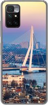 Geschikt voor Xiaomi Redmi 10 hoesje - Rotterdam - Skyline - Zonsondergang - Siliconen Telefoonhoesje
