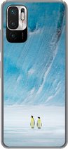 Geschikt voor Xiaomi Redmi Note 10 5G hoesje - Twee keizerpinguïns voor een ijsberg - Siliconen Telefoonhoesje