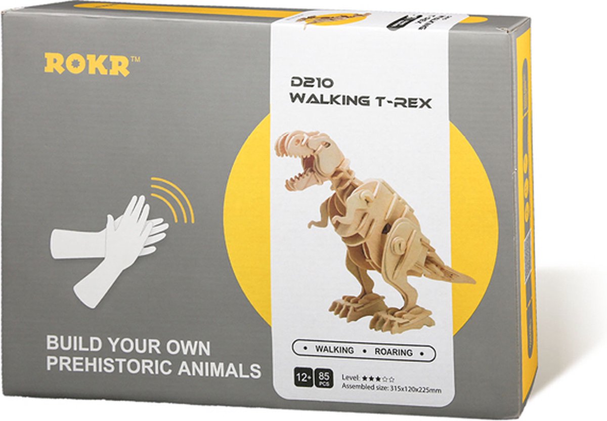 DINOROID T-Rex Walking & Roaring Puzzle 3D dinosaure en bois 