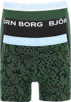 Björn Borg boxershorts Essential (3-pack) - heren boxers normale lengte - groen - zwart en groen met blauwe print -  Maat: M