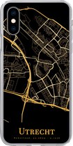 Geschikt voor iPhone X hoesje - Utrecht - Stadskaart - Goud - Siliconen Telefoonhoesje