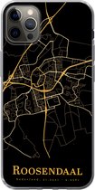Geschikt voor iPhone 12 Pro Max hoesje - Roosendaal - Plattegrond - Goud - Zwart - Siliconen Telefoonhoesje - Stadskaart