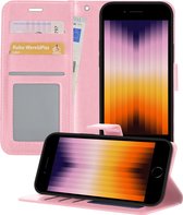 Hoes voor iPhone SE 2022 Hoesje Book Case Hoes - Hoes voor iPhone SE 2022 Hoes Wallet Case Hoesje - Licht Roze