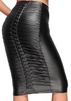 Wetlook skirt with handmade pleats - Black - Maat XL - Lingerie For Her