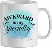 Awkward is my specialty' blauw| Cadeau| cadeau voor haar| cadeau voor hem | Beker 31 CL