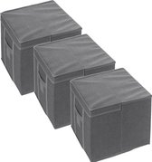 3x Stuks dekbed/kussen opberghoes antraciet grijs met vacuumzak 40 x 40 x 25 cm - Dekbedhoes - Beschermhoes