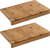 2x Planche à découper avec bord d'arrêt 45 x 34 cm en bois de bambou - Planche à pain