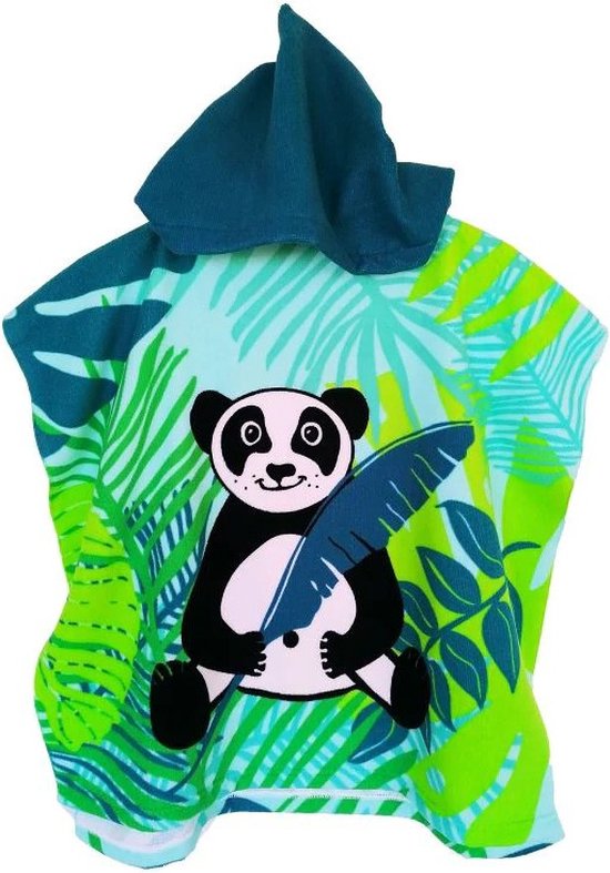 Bad cape/poncho voor kinderen 60 x 120 cm microvezel - Bad poncho's met panda van Apollo — afbeelding 3