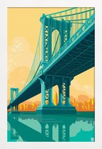 JUNIQE - Poster in houten lijst Manhattan Bridge New York City -30x45