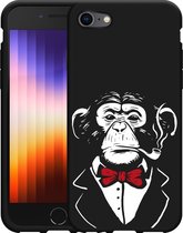 iPhone SE 2022 Hoesje Zwart Chimp Smoking - Designed by Cazy