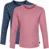 longsleeve meisjes katoen roze/blauw 2-delig mt 86