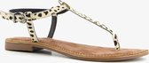 TwoDay leren dames sandalen met luipaardprint - Beige - Maat 38 - Echt leer