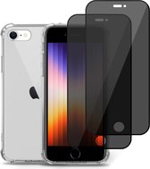 Coque iPhone SE 2022 + 2x Protecteur d'écran privé iPhone SE 2022 - Tempered Glass de confidentialité - Coque transparente