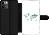 Bookcase Geschikt voor iPhone 11 Pro Max telefoonhoesje - Wereldkaart - Pastel - Landen - Met vakjes - Wallet case met magneetsluiting