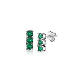 ZINZI zilveren oorknoppen 8mm staafje chaton gezet groen ZIO2127G