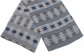 sjaal Patroon dames 188 x 65 cm acryl blauw/beige/grijs