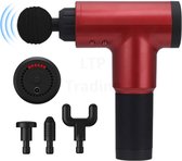 Massage Gun - Fit Essentials Massage Gun - Ontspanningscadeau - Massage pistool sport en relax - 4 delig - 6 standen - Rood