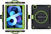 P.C.K. Hoesje/Backcover/Sockproof/Stootproof/Bouw Robuuste Armor Case zwart met groen geschikt voor Apple iPad AIR 10.9 (2022) MET PEN
