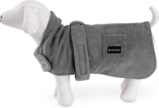 Navaris hondenbadjas van zachte badstof - Hondendroogjas met klittenband - Absorberende hondenhanddoek microvezel - Sneldrogende hondenjas - Maat M
