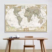 Grote Wereldkaart - Vintage - Landkaart - Schoolkaart  - Schoolplaat - Atlas 150 x 100 CM - Wanddecoratie - Extra Groot - Kwaliteit - Design - Poster - Om aan de muur te hangen - W