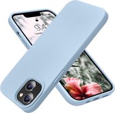 iPhone 13 Mini Hoesje Siliconen - Soft Touch Telefoonhoesje - iPhone 13 Mini Silicone Case met zachte voering - Mobiq Liquid Silicone Case Hoesje iPhone 13 Mini lichtblauw