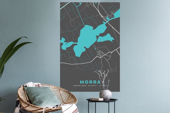 Muurstickers - Sticker Folie - Stadskaart - Plattegrond - Kaart - Nederland - Morra - 60x90 cm - Plakfolie - Muurstickers Kinderkamer - Zelfklevend Behang - Zelfklevend behangpapier - Stickerfolie