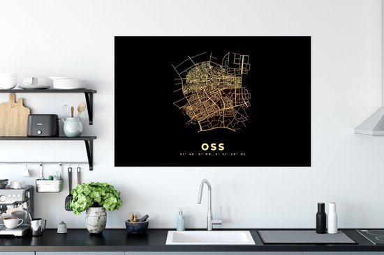 Stickers muraux - Film autocollant - Oss - Plan de la ville - Carte - Carte - Nederland - 120x80 cm - Film adhésif - Stickers muraux Chambre d'enfant - Papier peint autocollant