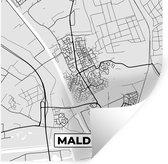 Muurstickers - Sticker Folie - Malden - Plattegrond - Stadskaart - Kaart - Nederland - Zwart Wit - 80x80 cm - Plakfolie - Muurstickers Kinderkamer - Zelfklevend Behang - Zelfklevend behangpapier - Stickerfolie