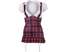 Cottelli Collection – Schoolmeisje Mini Jurk voor Ondeugende Spelen of Spannende Verassingen – Maat M – Purper
