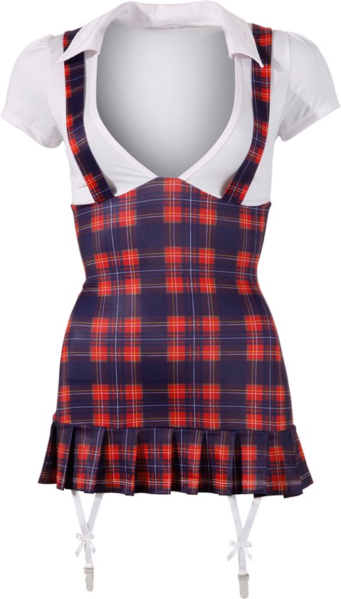 Cottelli Collection – Schoolmeisje Mini Jurk voor Ondeugende Spelen of Spannende Verassingen – Maat M – Purper