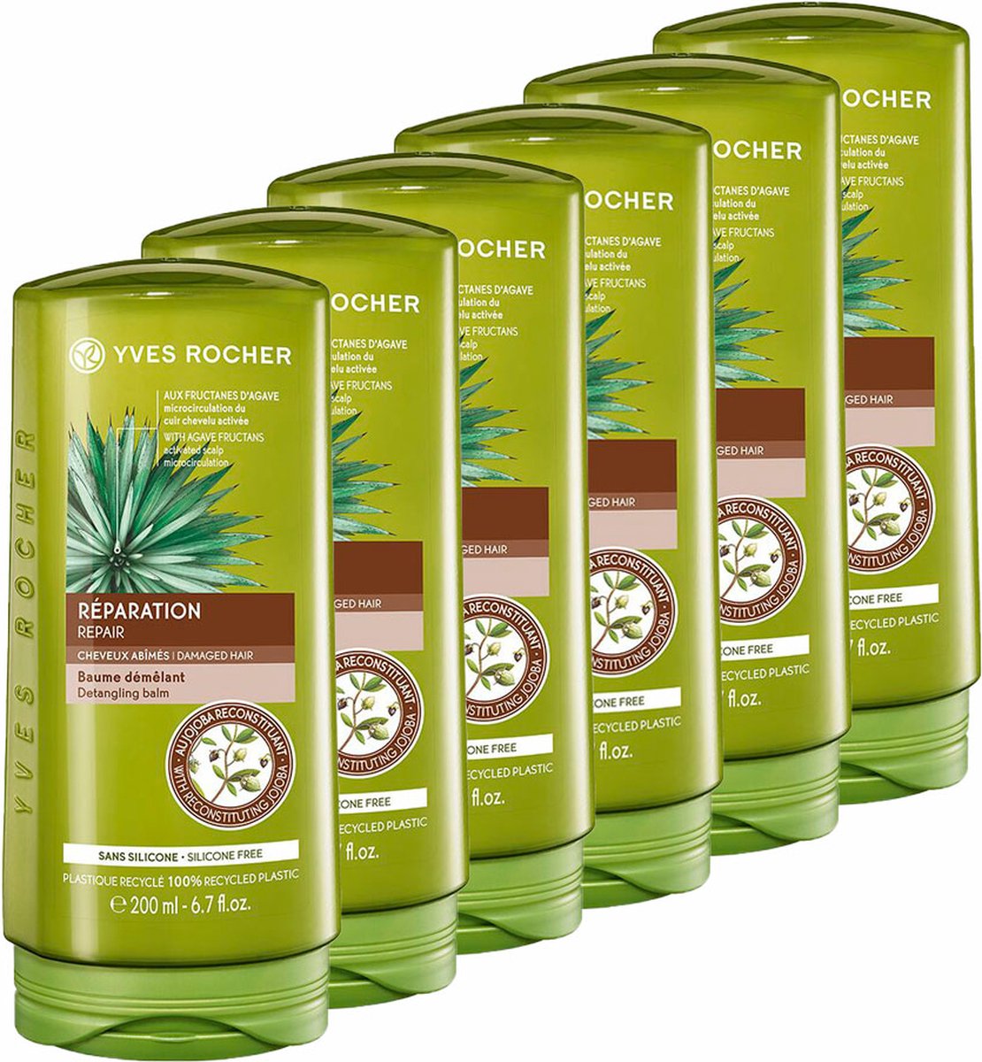 Yves Rocher - HAARBALSEM met natuurlijke ingrediënten - Balm & conditioner met Jojoba - Voordeelverpakking 6 x 200 ml