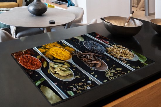 KitchenYeah® Inductie beschermer 76x51.5 cm - Lepel - Specerijen - Kruiden - Eten - Tafel - Kookplaataccessoires - Afdekplaat voor kookplaat - Inductiebeschermer - Inductiemat - Inductieplaat mat