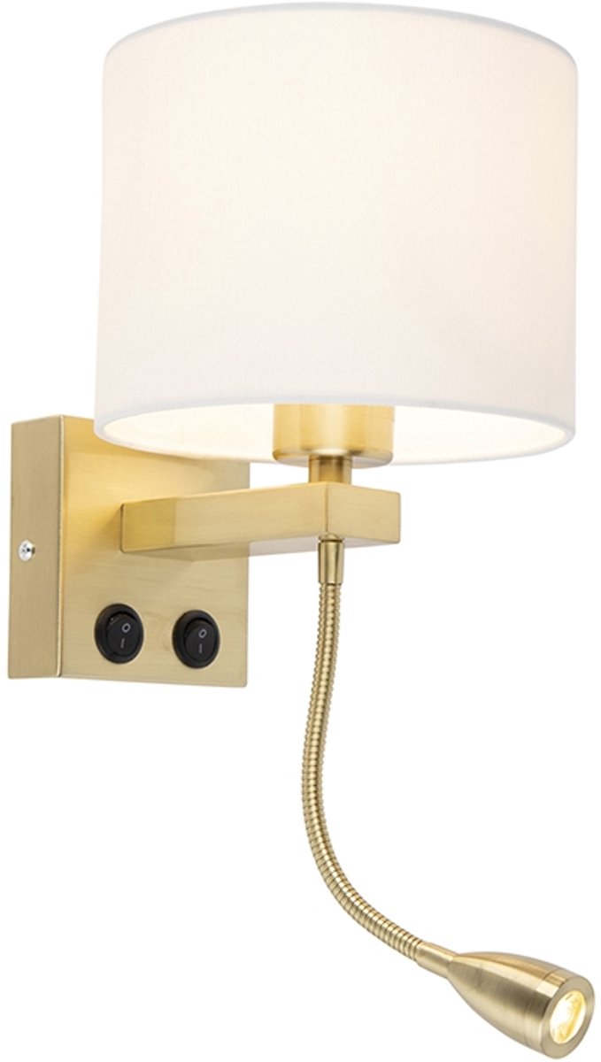 Qazqa vintage wandlamp - Brescia Combi - wit goud, rond, max. 60W, geschikt voor led, 2-lichts, 42cm, ideaal als keuken, slaapkamer en woonkamer lamp