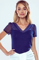Eldar mooie kanten donkerblauw blouse- Elois XL