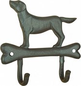 kapstok Dog on Bone 19,5 cm gietijzer bruin